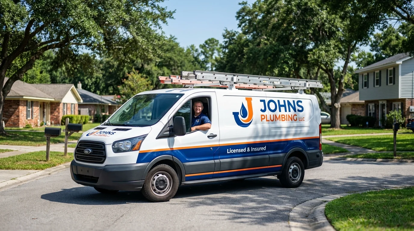 Johns Plumbing LLC service van in Elkhorn, WI