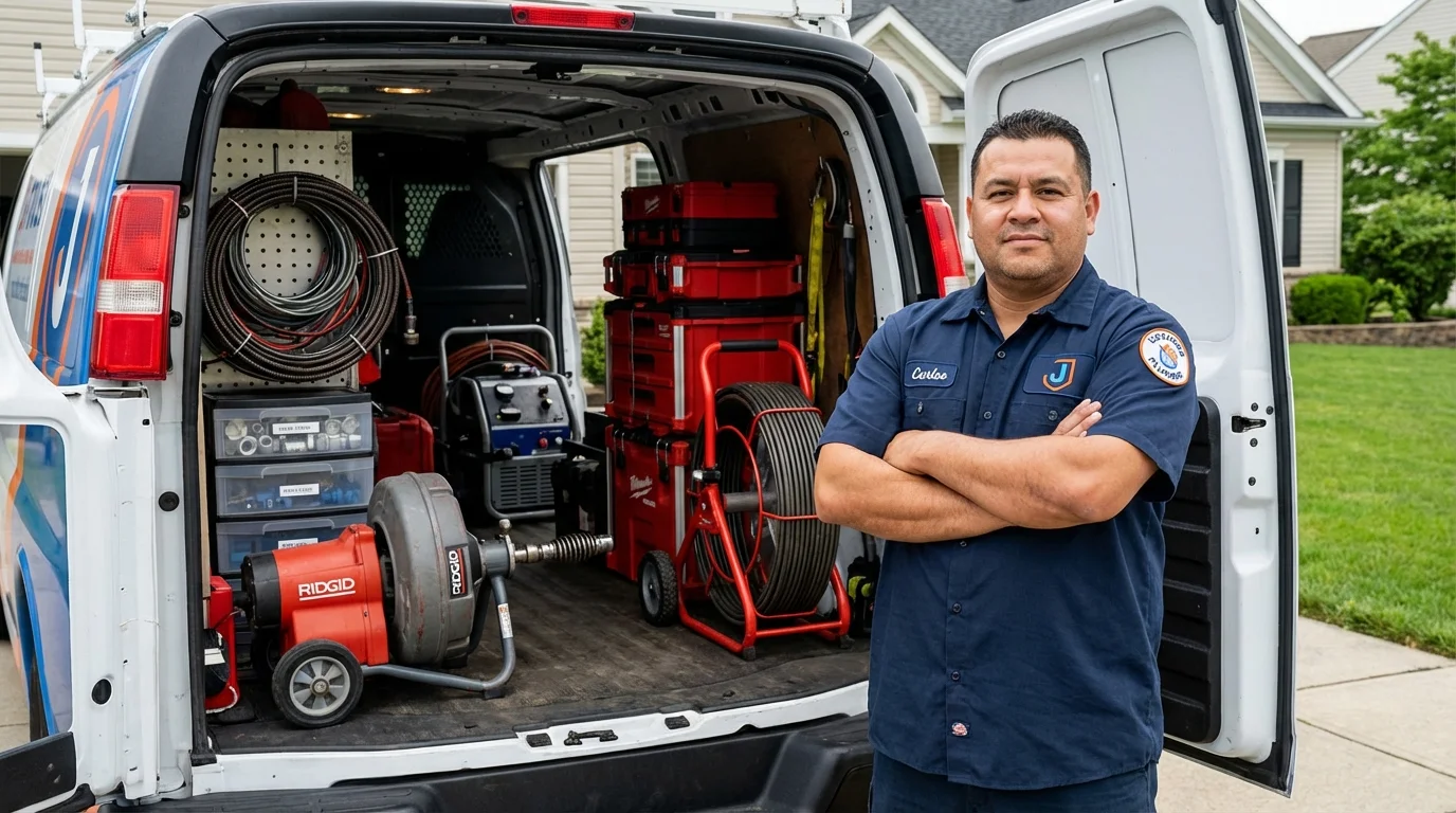 Professional drain cleaning equipment and Johns Plumbing LLC plumber in Elkhorn